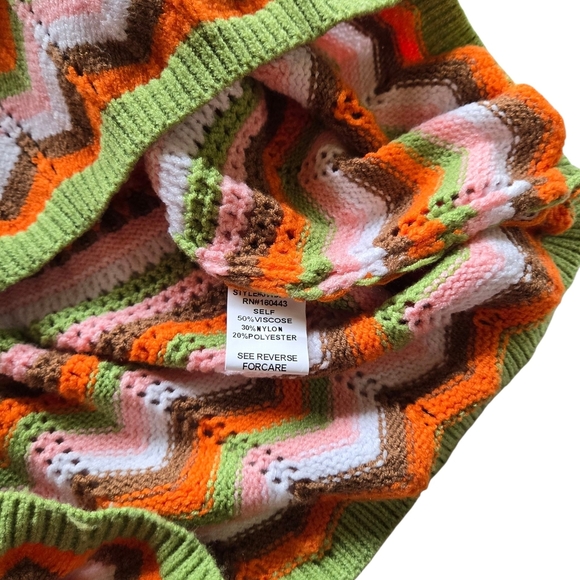 Vibrant Chevron Knit Halter Mini Dress - Picture 3 of 9